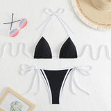 2025 New Solid-Colored Lady Split Sexy Triangle Bikini With Beach Hot Spring