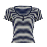 Fongt Cloth Forgets The Oblique Shoulder Stripes Thin Slim Long-Sleeved T-Shirt Sexy Bare Shoulders Simple Thin Casual Top