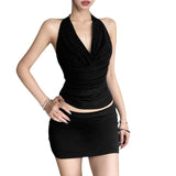 Fongt Summer New Women's Pure Wind Swing Neck Elegant Polka Dot Small Vest-Outfit