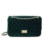Solid Color Velvet Quilted Bag-Outfit