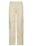 Washed Pocket Solid Cargo Pants-Outfit