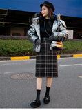 2020 Real Shot Woolen Cloth Plaid Skirt Women Autumn Winter Vintage High Waist Hem Split Slim Long Package Hip Skirts