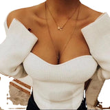 Fongt New Autumn And Winter Elastic Open Shoulder Base Knit-Outfit