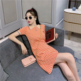 Minority Retro POIO Collar Ge Korean Version Of Small Fresh High-Waisted Slimming Short-Sleeved Knitted Dress