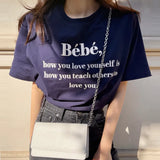 Fongt Korean Chic Summer New Embroidery Stereo Letter Casual Simple Age Reduction Round Collar Short Sleeve Versatile T-Shirt-Outfit