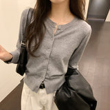 Single-Breasted Knitted Cardigan Jacket Women's Autumn And Winter New Style Underwear Soft Waxy Leisure Lazy Sweater-Outfit
