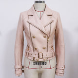 STREET Newest 2023 Fashion Designer Jacket Women's Lion Buttons Synthetic Biker Leather Motorcycle