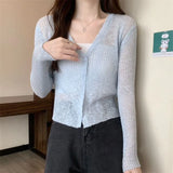 Long-Sleeved Air-Conditioning Shirt Sunscreen Shawl Shawl Short Outer Light And Thin Knitted Cardigan Breathable Comfortable