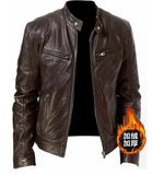 Fongt Business Gentleman Warm Zipper Open Shirt Pocket Decoration PU Leather Jacket Collar Collar Zipper Leather