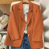 Fongt Jacket Female Spring New Korean Version Classic Two Buckle Temperament Lemon Color Loose Casual Web Celebrity Small Suit-Outfit
