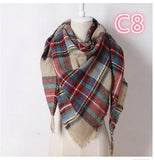 Designer Fashion Pink Scarf Soft Cashmere Acrylic Warp Square Oversize Shawl For Women Winter Plaid