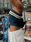 Knit Striped Bandeau Crop Top-Outfit