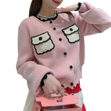 Fongt Fragrant Wind Bump Color Knit Sweater Cardigan Coat Woman Korean Version Temperament Loose And Sweet Soft Waxy Sweater Woman-Outfit
