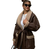 Fongt Autumn And Winter New Fashion Temperament Fur Integrated Korean Version Of Long-Sleeved Splicing Coat Woman