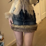 Washed Vintage Denim Skirts Sexy High Waist A-line Skirt for Women Y2k Fashion All-match Bodycon Faldas Largas-Outfit