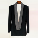 Fongt New Star Fashion INS Personality Exposed Hot Diamond Green Fruit Collar Long Blazer Skirt