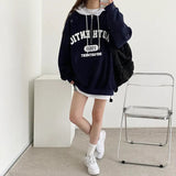 Vintage Letter Print Zipper Oversized Hoodie-Outfit