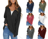 Fongt Women's Fall And Winter Fashion Solid Color Draw Rope Hat Solid Color Jacket Fashion Casual Cardigan Zipper Jacket-Outfit