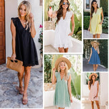 Fongt New Lace Jacquard Hollow-Out V-Neck Dress With Cloth Shorts In Her Pocket-Outfit