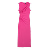 Fongt Women's Clothing 2025 Spring New Sleeveless Folding Decorative Fan Flute Dress Dress Dress