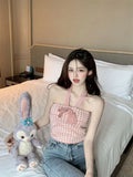 Fongt Girls Wearing Bows Hanging Neck Vest Women Summer New Wear Sexy Pure Lust Wind Sleeveless Top