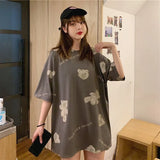 Tshirts Female 2021 Spring Summer Harajuku Tops L-4XL Plus Size Crew Collar Short Sleeve Tee Graphic T-shirt Cute Hug