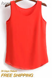 Korean Fashion Blouses Women White O-Neck Sleeveless Chiffon Vest Woman Tops Female Shirts 3XL Basic Solid Women