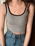 Padded Stretch Crop Tank Top-Outfit