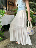 Fongt Xixi 2025 Summer New Temperament Thin Lace Yarn High Waist Skirt Fairy Long Dress 85176