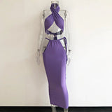Two Pieces Sets 2021 Summer Cotton Backless Matching Outfits Sexy Halter Neck Tank Tops And Pencil Skirts Wholesale