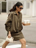 Fongt Spring And Autumn Pilot Jacket Bat Sleeve Zipper Loose Tuff-Sense Coat Women's Casual Jacket B6