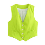 Fongt Color Y2K2025 Summer Leisure Repair Vest Sleeveless Vest Short Blouse Women A19531