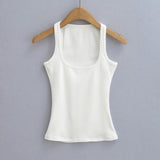 Trendy Women's Wear Pure Collar Solid Color Bottom Vest Summer New Style Slim Sleeveless Halter Top-Outfit