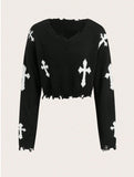 Fongt Tweated Sweater Women's Long-Sleeved Loose-Fitting Knitted Shirt