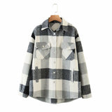 Lapel check wool coat-Outfit