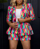 Fall New Style Women's Clothing Independent Station Fashion Temperament Printed Suit Shorts-Outfit