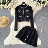 Fongt Luxury Famous Lady To Reduce The Age To Wear A Small Fragrant Suit Women's Knitted Cardigan Short Dress Two-Piece Skirt
