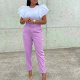 Fongt 2025 New Elegant OL Professional Trousers Thin Small Foot Pants African High-Waisted Casual Pants