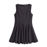 Spring Skate Sleeveless Solid Color Mini Dress 4043041-Outfit