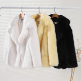 Solid Collar Faux Fur Coat-Outfit