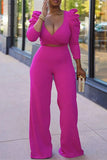 Sleeve Wrap Crop Top Pants Set 703-0-Outfit