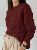 Fongt And Winter Women's Jersey Sweater Loose Round Neck Solid Color Trendy Knitted Shirt