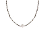 Galaxy Silver Pearl Necklace-Outfit