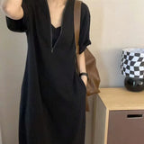 Fongt Size 300 Catties Fat Mm French Hepburn Wind Zipper Dress Female Loose Show Thin Cover Belly Casual Long Skirt 2-Outfit