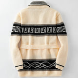 Fongt Men's Autumn And Winter Thicker Knitted Knitted Shirt Retro-Pined Thick Knitted Sweater Jacket