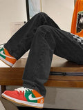 Men's Washed Checkered Patchwork Jeans-Outfit