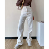 Loose High Waist Skinny White Jeans-Outfit