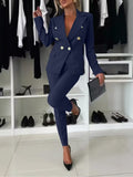 Fongt New Women's Pure Color Bred Suit Independent Fashion Leisure Pocket