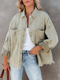 Spring Autumn Denim Jacket Ladies Casual Coat Women Jean Outerwear Rough-edges Holes Long-sleeve Shirt Style Loose