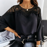 Lace Stitching White Shirts Vintage Plus Size